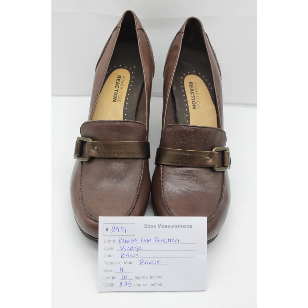 NWOT Kenneth Cole Reaction Brown Leather Cederama Slip On Wedge Loafers Shoes 11 - Picture 13 of 13